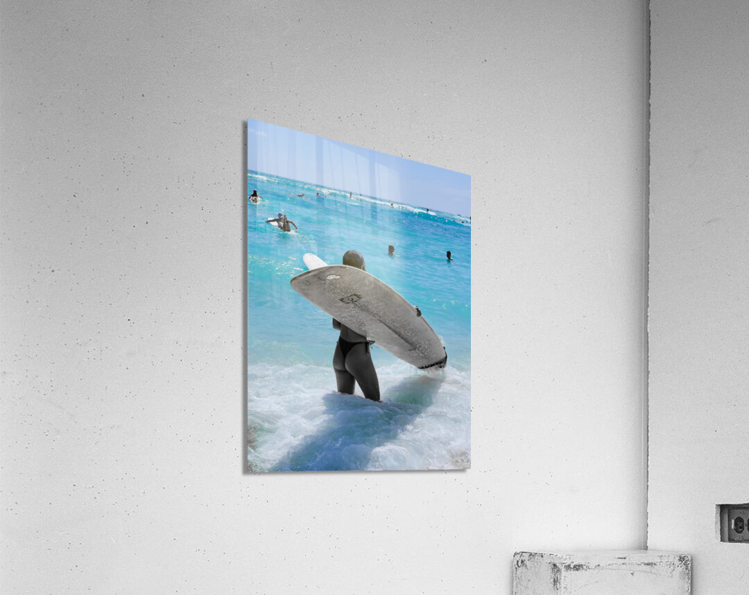 Hawaii Surfing Woman Acrylic Print