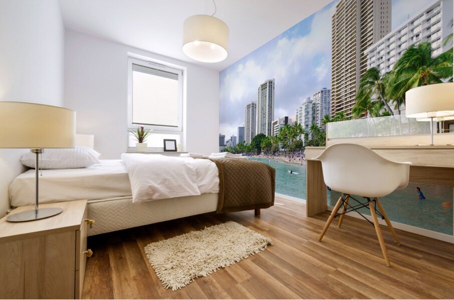Hawaii Buildings Beach Mural print