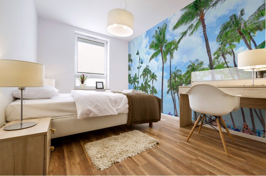 Hawaii Palms Duke Statue Mural print