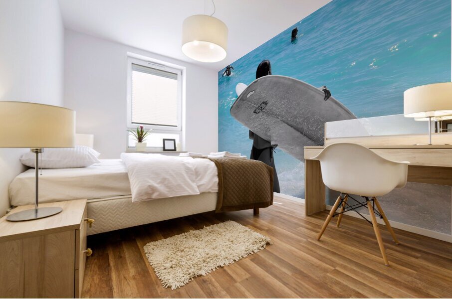 Hawaii Surfing Woman Mural print