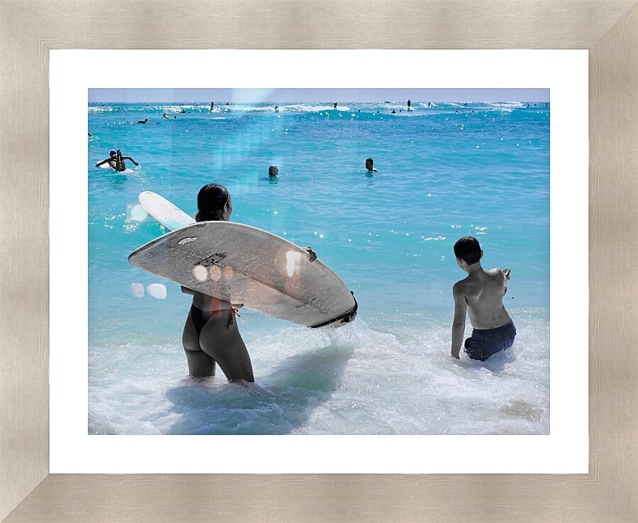 Hawaii Surfing Picture Frame print
