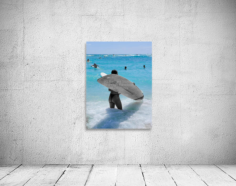 Hawaii Surfing Woman Wall Preview