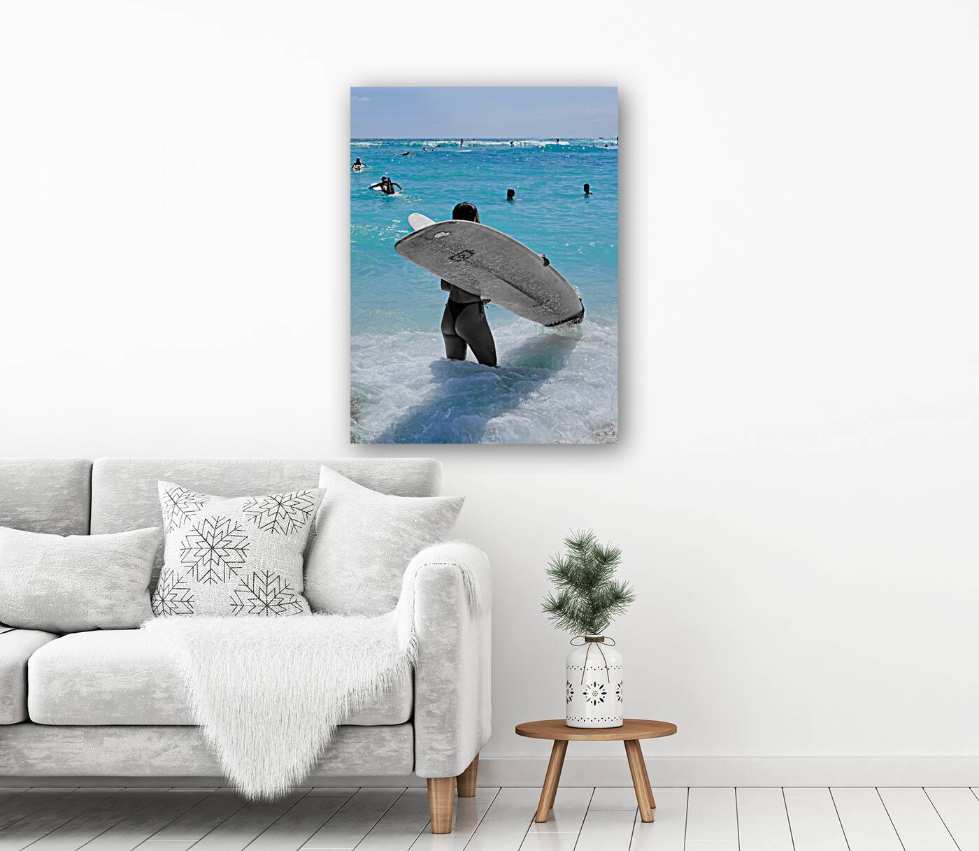 Hawaii Surfing Woman Reproduction